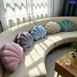coussin velours coquillage lavable moderne rose bleu violet lit salon chambre