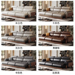 canapé d'angle moderne simili cuir noir confortable coussin marron salon adulte