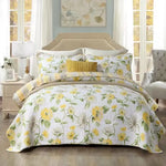 ensemble couette couverture matelassée motifs floraux coton quilté maison toutes saisons