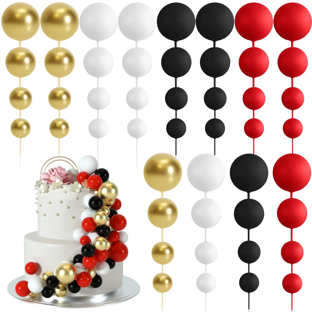 décoration gâteau boules vertes blanches dorées mariage anniversaire festives modernes