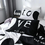 ensemble literie moderne love noir blanc motif géométrique 100 polyester brossé double queen taille