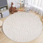 tapis rond moderne feuilles ligne ondulée polyester antidérapant 80cm 120cm 40cm salon chambre decoration