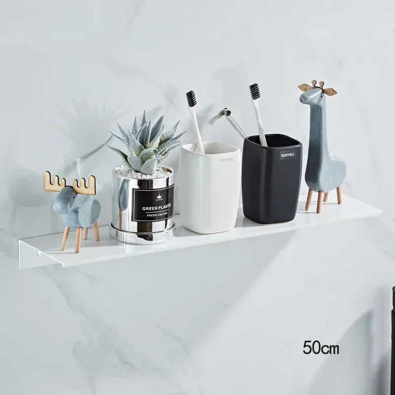 étagères murales modernes or noir blanches adhésives rangement cuisine salle bain