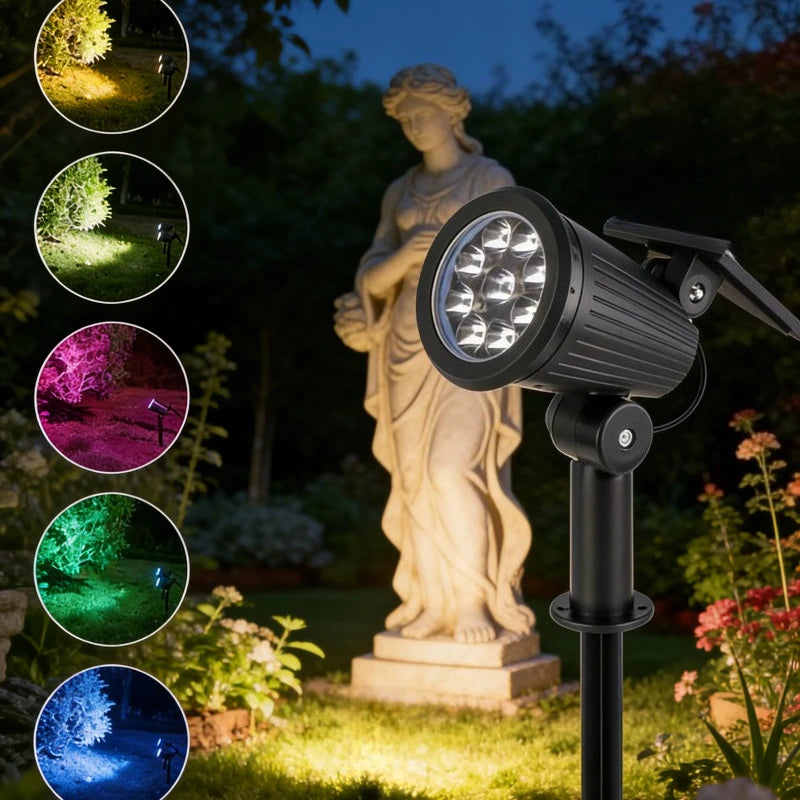 projecteur solaire led ip65 étanche réglable lumière jardin moderneextérieur(rgb chaleureuse)