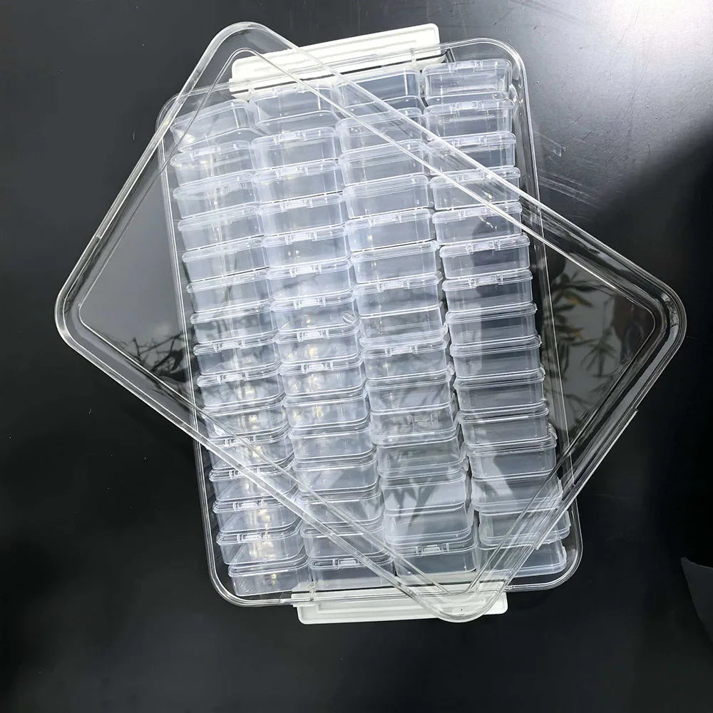 organisateur rangement boîtes plastique transparent compartiments strass broderie peinture diamant mosaïque petits éléments