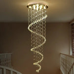 suspension lumineuse moderne cristal transparent argenté spirale élégante chaîne suspendue lumière décoration maison