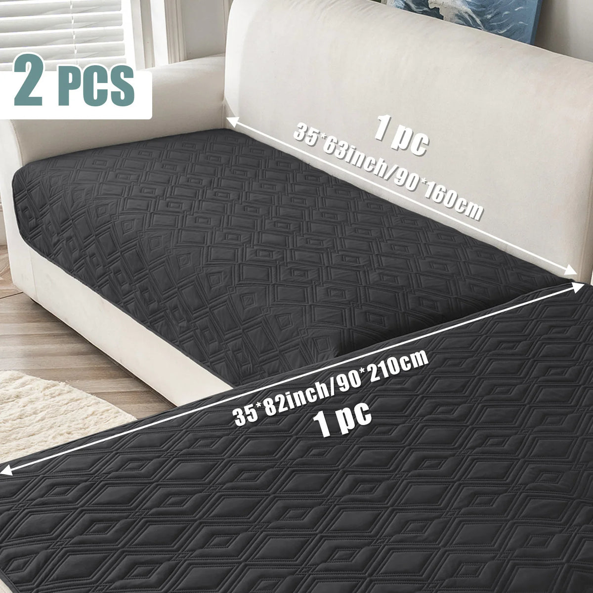housse canapé polyestère motif géométrique gris moderne imperméable lavage machine 90x160cm 90x210cm