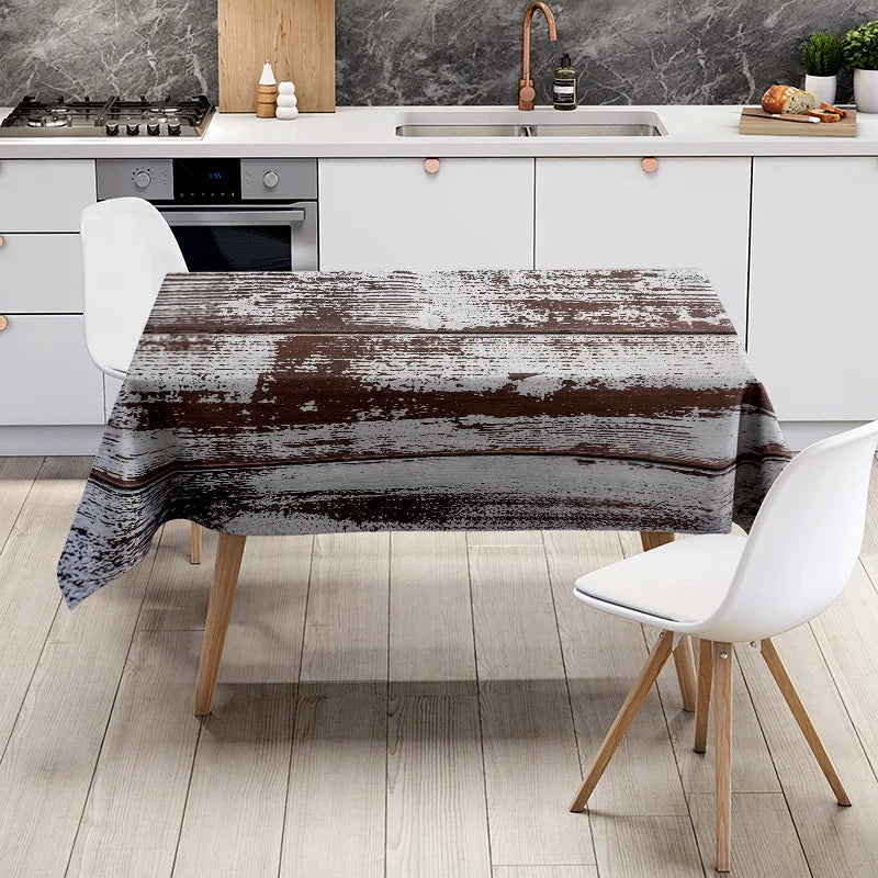 nappe rustique imitation bois vieilli rectangle marron blanc gris extérieur intérieur mariage fête