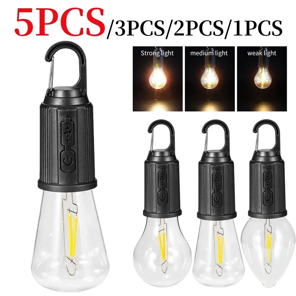 ampoule led portable rechargeable camping pêche barbecue lumière chaude carabine usb type vintage noir