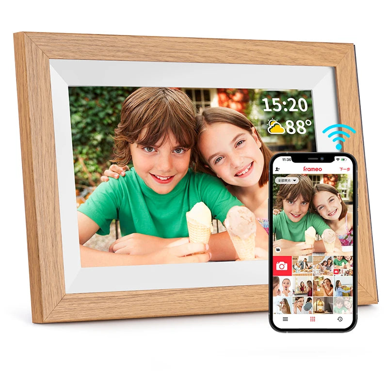 Cadre photo numérique écran tactile 1280x800 32Go Wi Fi résolution haute qualité bois minimalisteécran