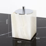 ensemble salle bain marbre onyx blanc distributeur savon porte brosse dents plateau luxe