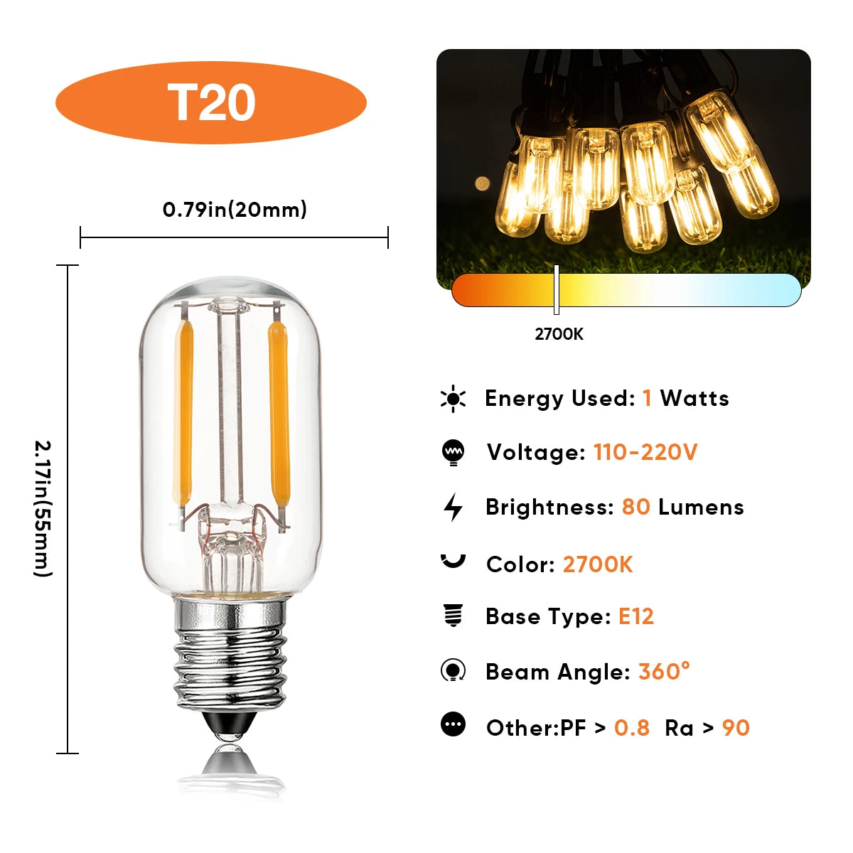 guirlande lumineuse vintage noir transparent ampoules filament clips câble électrique 25ft 50ft led 1w