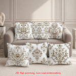 housses coussin décoratives motif floral damassé classique beige blanc marron clair élégantes maison pièces