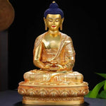 statue bouddha or bleu rouge relief orné tibétain traditionnel asiatique maison prière