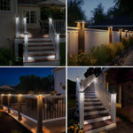 lampe solaire led balustrade moderne adhésive 12 leds lentilles batterie rechargeable ip65 étanche