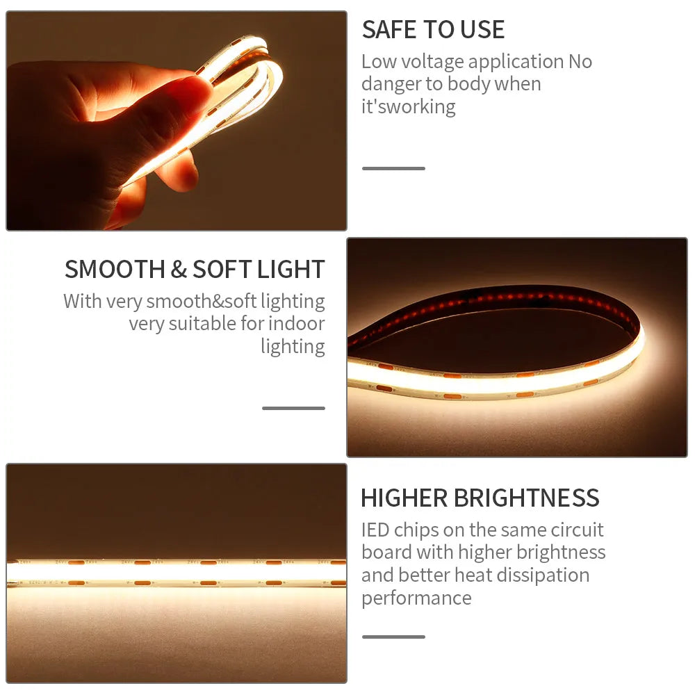 ruban led flexible blanc moderne 608leds 624leds 2700k 6500k adaptable contrôleur adaptateur