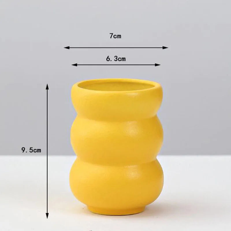 vase moderne céramique jaune sans plante décoration salon hydroponique pot fleur table