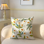 taies d'oreiller brodées motifs floraux coton polyester 45x45cm couleurs variées décoration intérieure coussins décoratifs