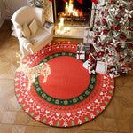 tapis sol rond noël arbre rouge cerf blanc décoratif festif maison salon intérieur