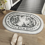tapis bain antidérapant ovale motifs floraux blanc noir résistant antibactérie decorativeextérieur