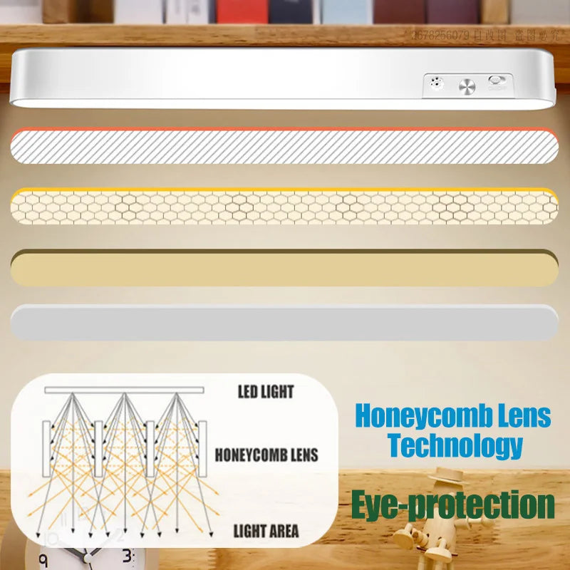 lampe led rectangle blanc texture grille hexagonale moderne sans fil rechargeable tactile 30cm longueur