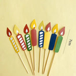 décorations gâteau happy birthday multicolore nounours chapeau banderoles géométriques festives piquées bois
