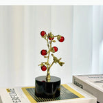décoration murale arbre stylisé oiseau or rouge jaune violet modernebranches feuilles fruits base circulaire