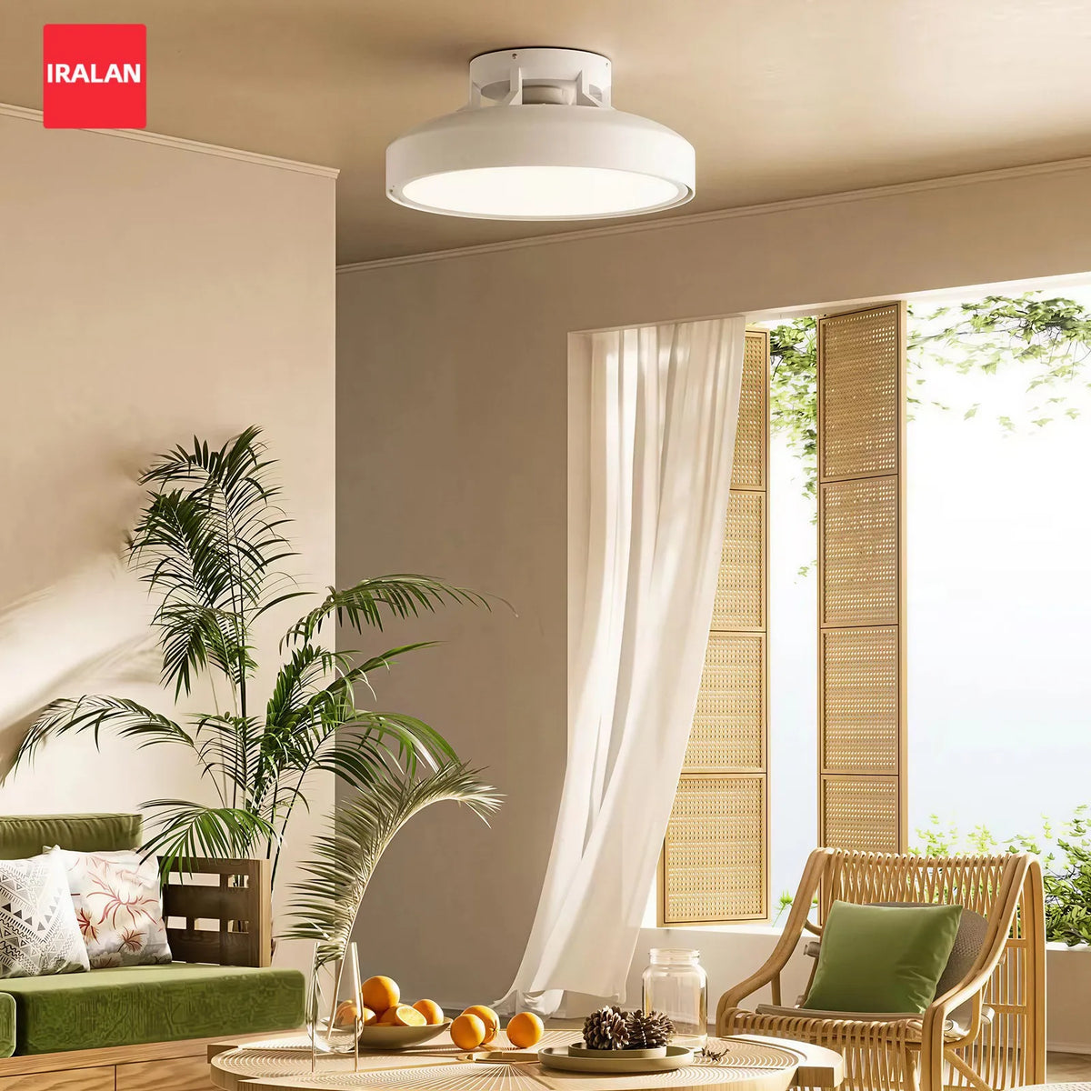 ventilateur blanc moderne lumiere led télécommande inclusion chambre salon airflow invisible