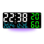 horloge murale digitale noir bleu vert compte rebours température humidité moderne lumineuse
