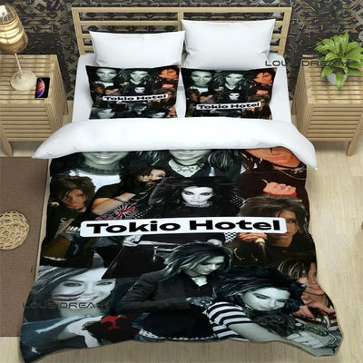Housse de couette Tokio Hotel ensemble 3 pièces polyester brossé