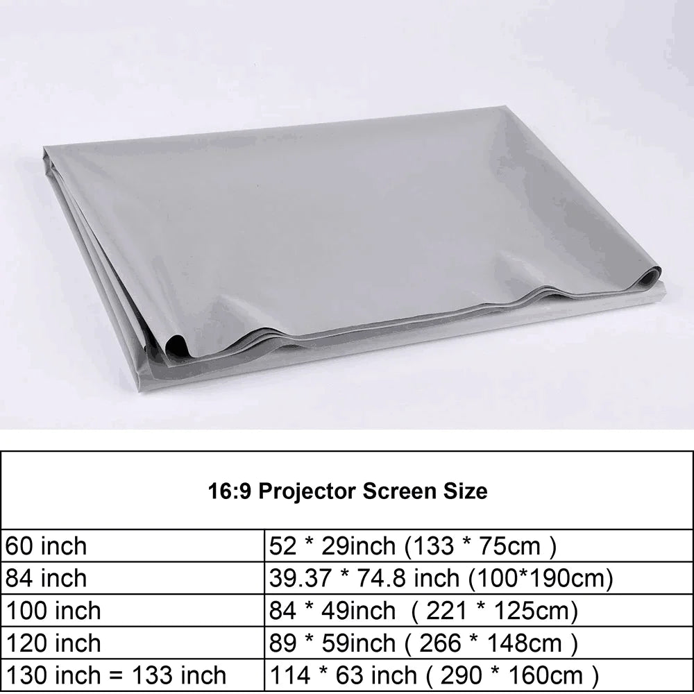 écran projection gris uni portable moderne velcro pvc certifié 60 84 100 120 130