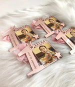 Cadre photo anniversaire personnalisé acrylique rose