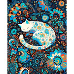 peinture l'huile numérique diy motif floral chat endormi décoration murale multicolore art abstrait