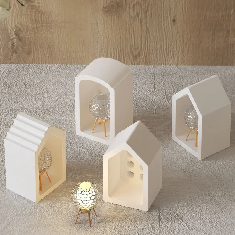 lampe poser maison forme moderne fenêtres toit blanc silicone minimaliste