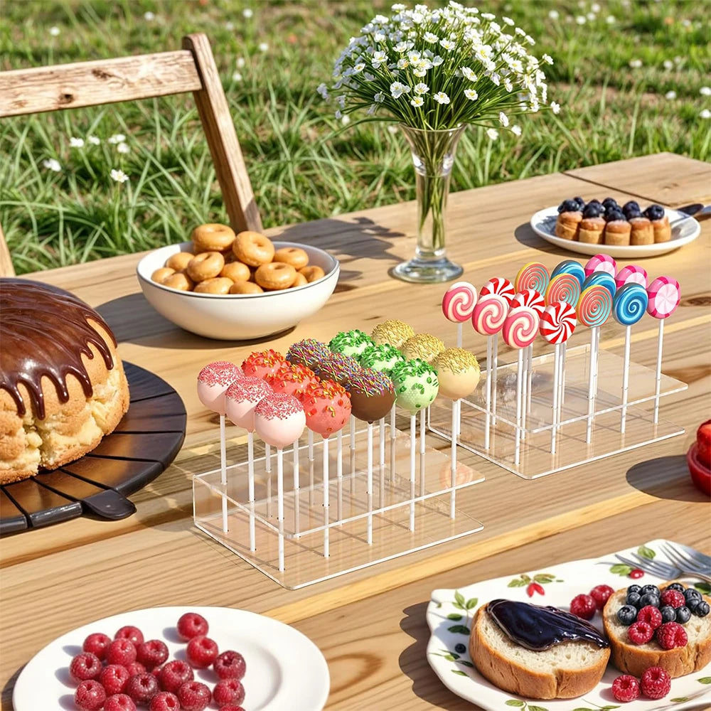 présentation transparente acrylique cake pops lollipops mariage anniversaire noël décoration pâtisseries fleurs ballons guirlandes
