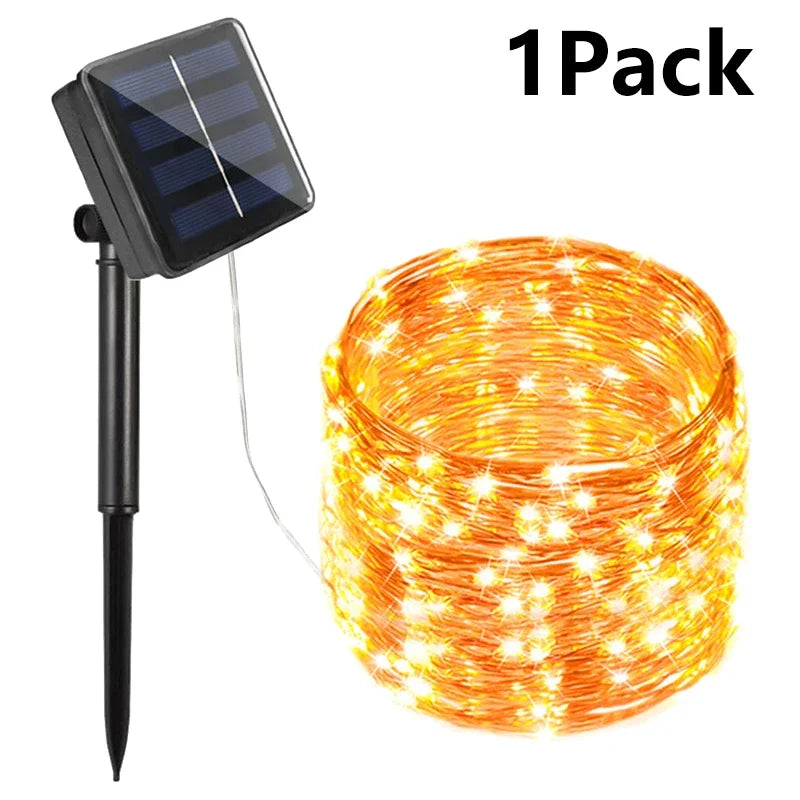 guirlande lumineuse solaire multicolore moderne spikes métalliques panneau solaire diodes led 32m 22m 11m