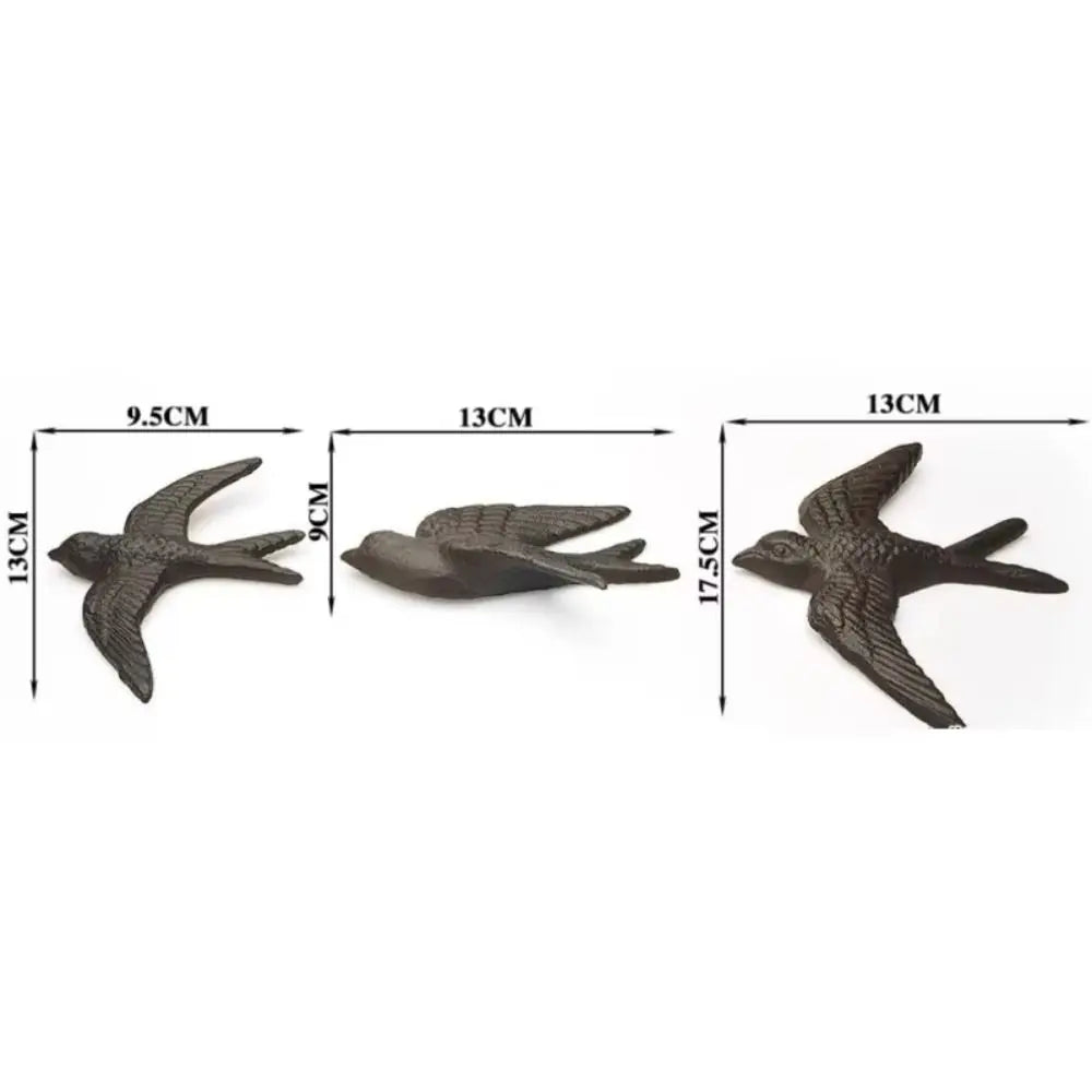décoration murale oiseau hirondelle noir texture plumes réaliste éolienne statue artistique moderne