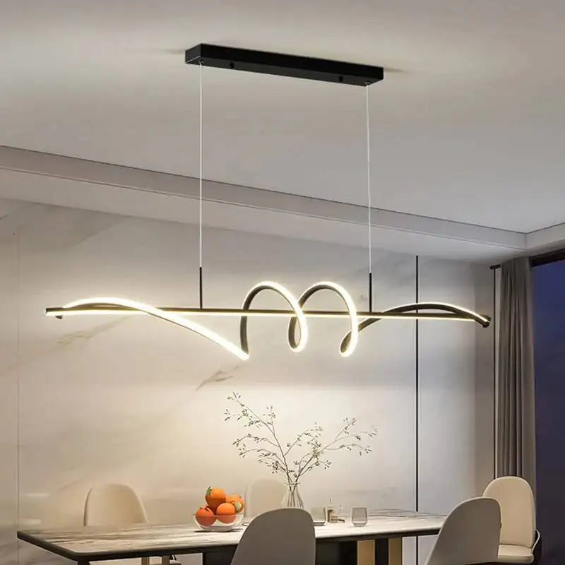lumière suspendue moderne abstraite 100cm 120cm noir blanc doré minimaliste