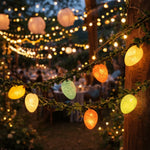 guirlande lumineuse led blanc jaune orange vert texture craquelée moderne pâques anniversaire noël festive