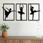 décoration murale silhouette danseuse pose classique art minimaliste noir métalintérieur chambre salon trois pièces