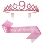 couronne anniversaire strass dorés ruban rose texte princesse fête cadeau favoris numéro anniversaire