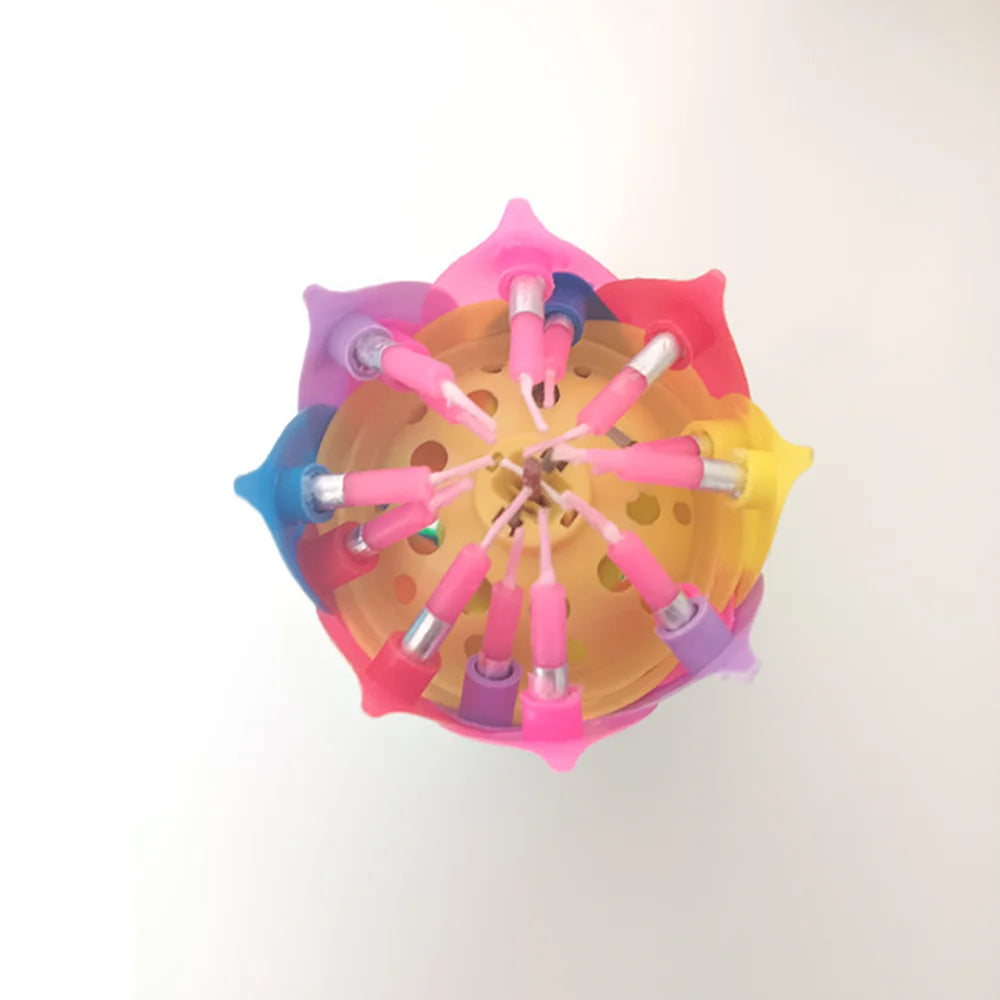 bougies d'anniversaire fleur lotus rouge jaune bleu violet moderne festives musique base incluses
