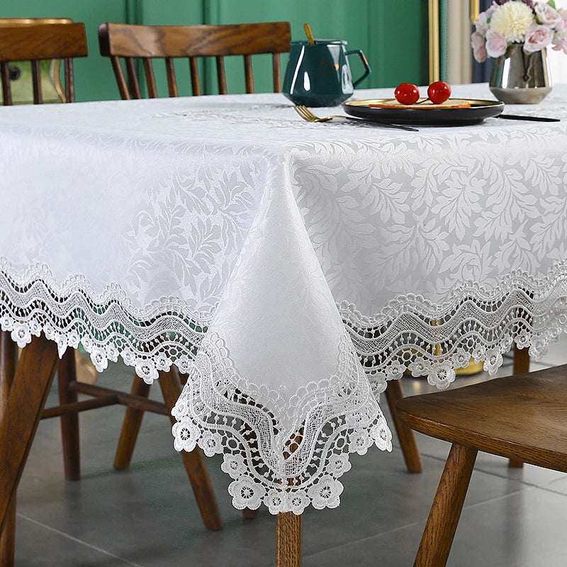 nappe table blanche broderie florale imperméable usage extérieur mariage printemps été automne