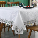 nappe table blanche broderie florale imperméable usage extérieur mariage printemps été automne