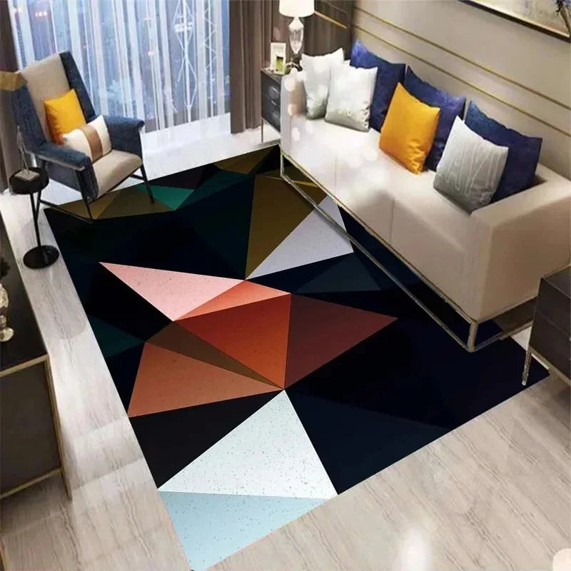tapis moderne géométrique beige noir gris imperméable antidérapant 40x60cm salon