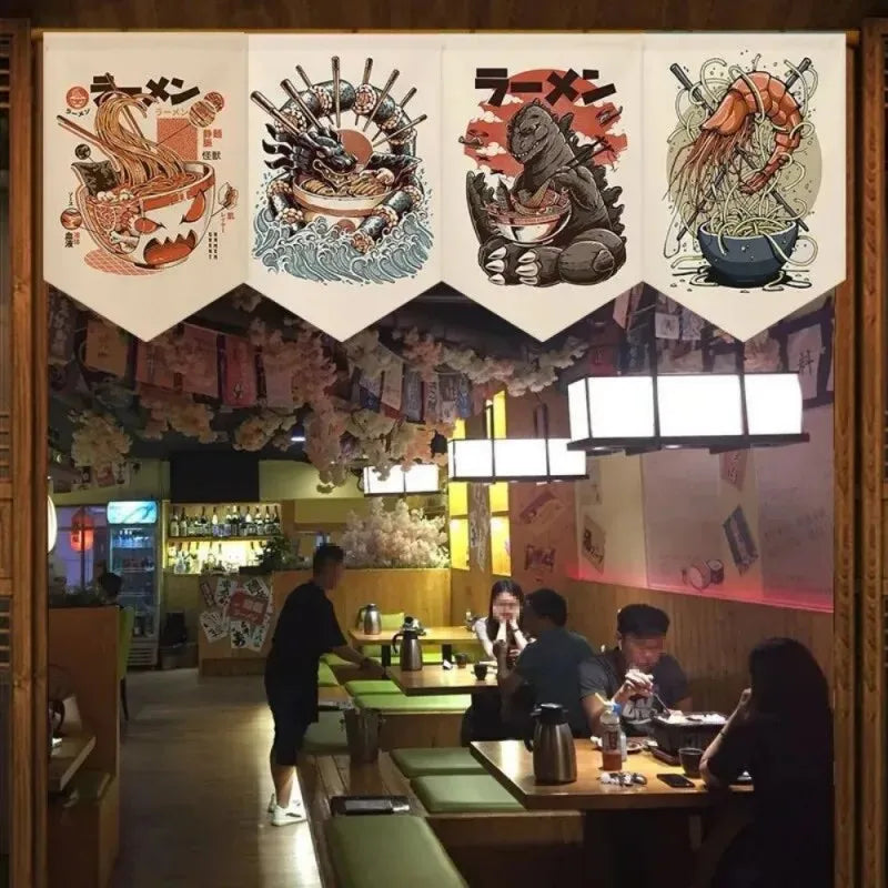 bannières décoratives art japonais illustrations ramen traditionnelles cuisine restaurant
