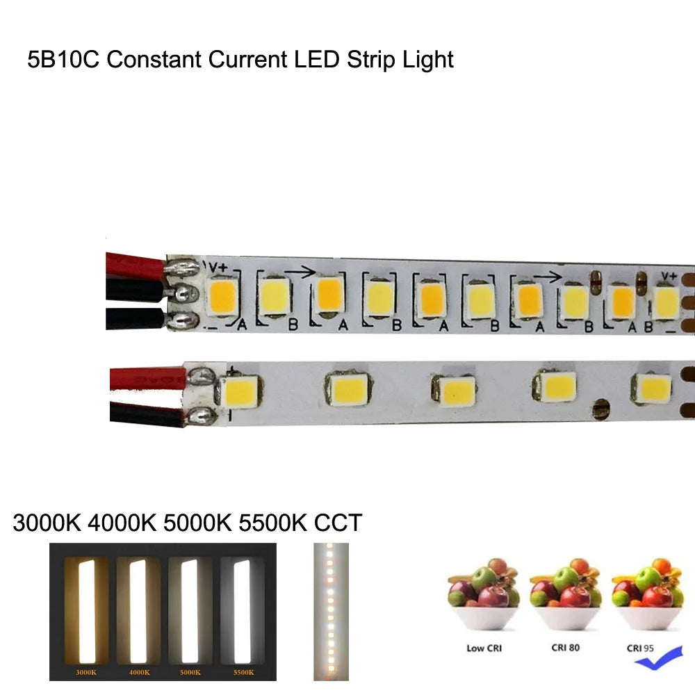 ruban led smd blanc rouge noir adhésif diodes câbles électriques 3000k 4000k cct modernes