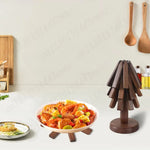 support vaisselle bois marron foncé texture naturelle moderne anti brûlure trivet résistant chaleur plateau