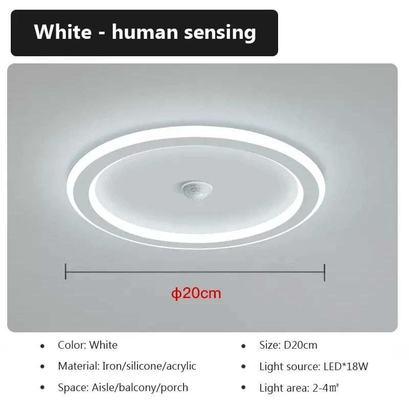 plafonniers led capteur mouvement blanc noir minimaliste moderne 20x20cm 249 2000lm