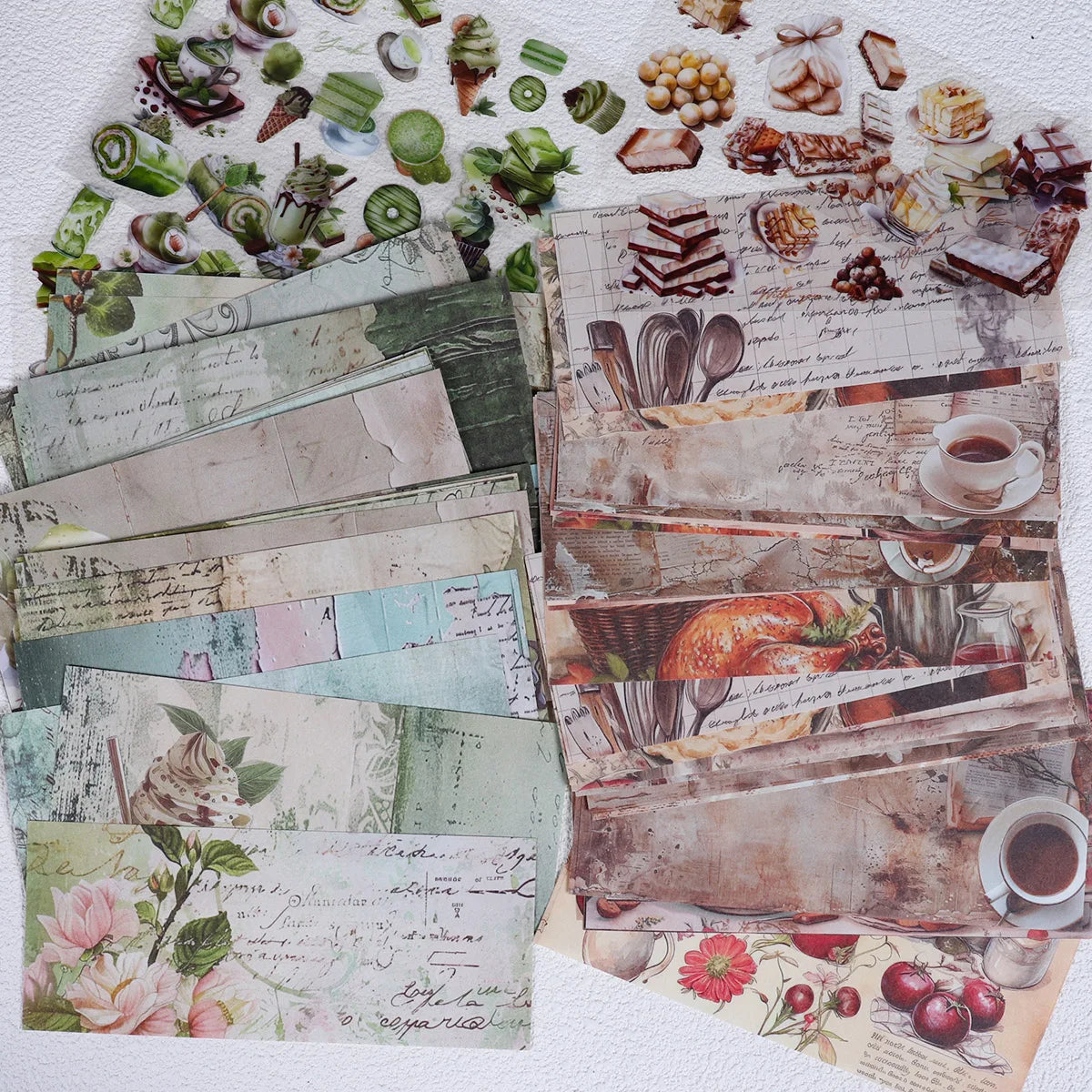 autocollants imprimés chocolats fruits classiques vert blanc rose marron opaques artisanat bricolage